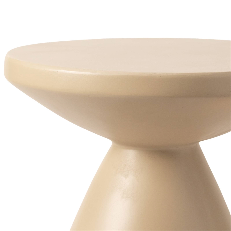 LeisureMod Fiberstone Side Table Round End Table Dune Series in Beige