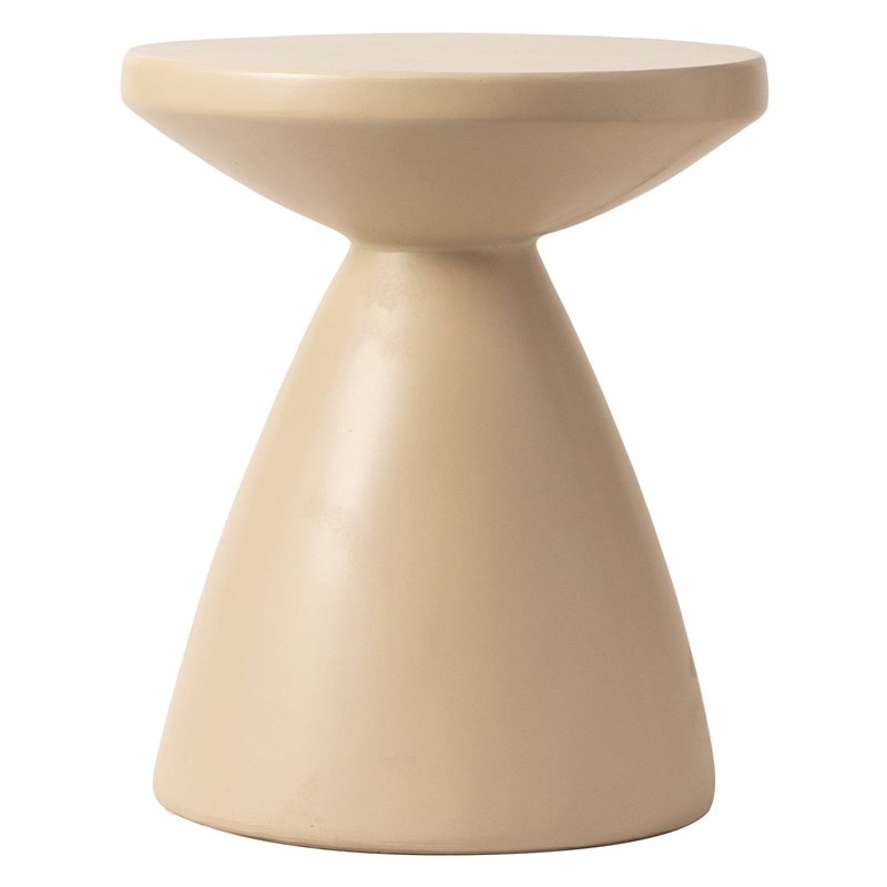 LeisureMod Fiberstone Side Table Round End Table Dune Series in Beige