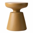 LeisureMod Round Side Table in Fiberstone Pedestal Base Isle Series in Brown