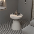 LeisureMod Round Side Table in Fiberstone Pedestal Base Isle Series in Cream