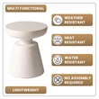 LeisureMod Round Side Table in Fiberstone Pedestal Base Isle Series in Cream