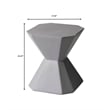 LeisureMod Fiberstone Side Table Hourglass Design Azure Series in Gray