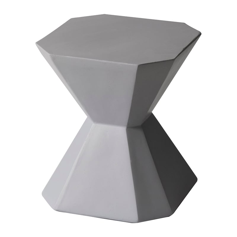 LeisureMod Fiberstone Side Table Hourglass Design Azure Series in Gray