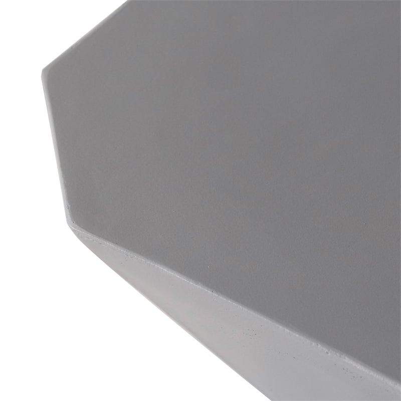 LeisureMod Fiberstone Side Table Hourglass Design Azure Series in Gray