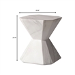 LeisureMod Fiberstone Side Table Hourglass Design Azure Series in Marble White