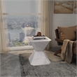 LeisureMod Fiberstone Side Table Hourglass Design Azure Series in Marble White
