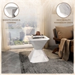 LeisureMod Fiberstone Side Table Hourglass Design Azure Series in Marble White