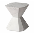 LeisureMod Fiberstone Side Table Hourglass Design Azure Series in Marble White