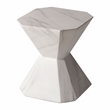 LeisureMod Fiberstone Side Table Hourglass Design Azure Series in Marble White