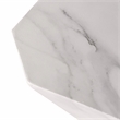LeisureMod Fiberstone Side Table Hourglass Design Azure Series in Marble White