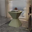 LeisureMod Fiberstone Side Table Hourglass Design Azure Series in Olive Green