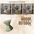 LeisureMod Fiberstone Side Table Hourglass Design Azure Series in Olive Green