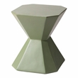 LeisureMod Fiberstone Side Table Hourglass Design Azure Series in Olive Green
