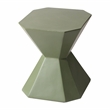 LeisureMod Fiberstone Side Table Hourglass Design Azure Series in Olive Green