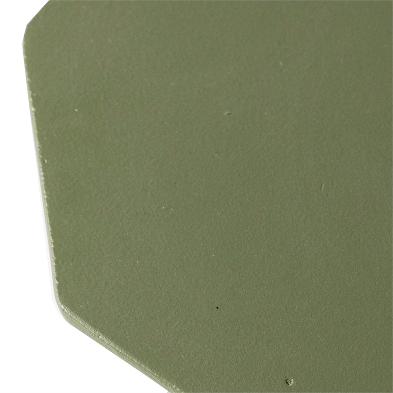 LeisureMod Fiberstone Side Table Hourglass Design Azure Series in Olive Green