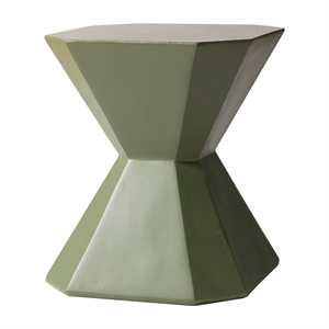LeisureMod Fiberstone Side Table Hourglass Design Azure Series in Olive Green