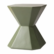 LeisureMod Fiberstone Side Table Hourglass Design Azure Series in Olive Green