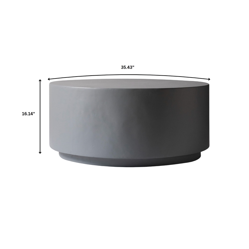 LeisureMod Side Table in Fiberstone Round End Table Terra Series in Gray