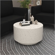 LeisureMod Side Table in Fiberstone Round End Table Terra Series in White