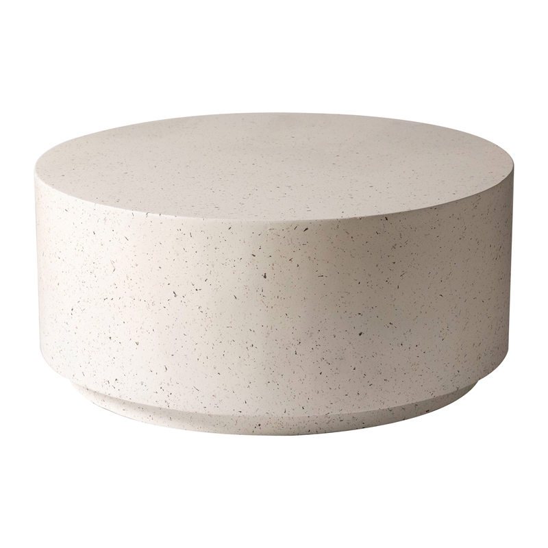LeisureMod Side Table in Fiberstone Round End Table Terra Series in White