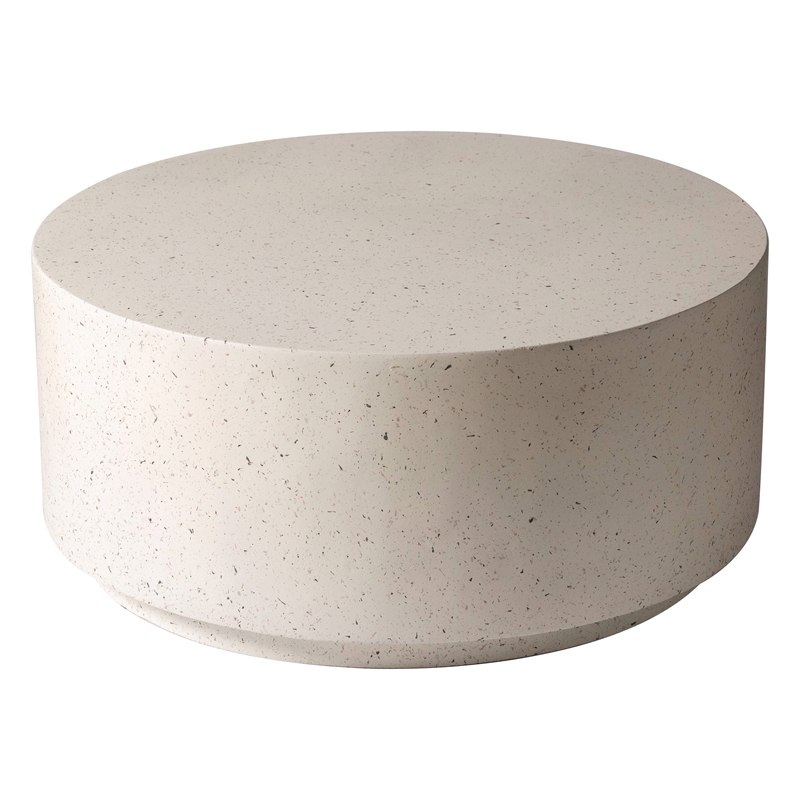 LeisureMod Side Table in Fiberstone Round End Table Terra Series in White