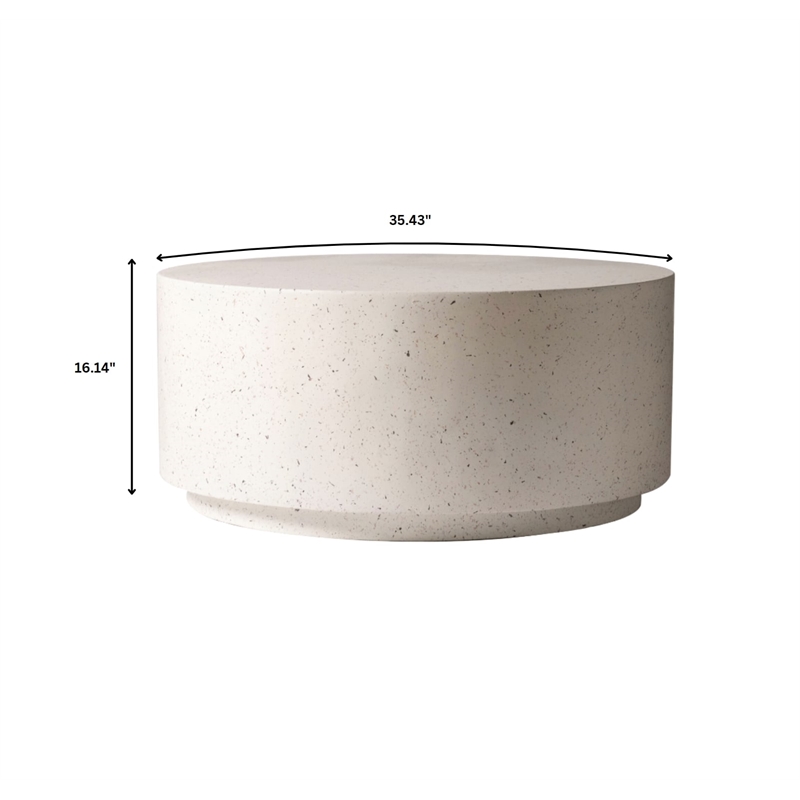 LeisureMod Side Table in Fiberstone Round End Table Terra Series in White