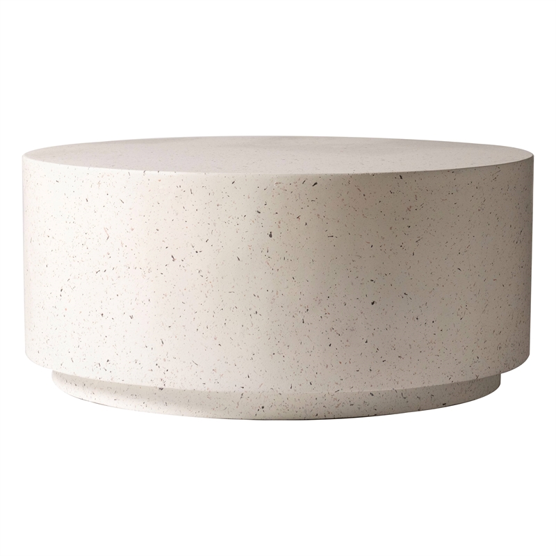 LeisureMod Side Table in Fiberstone Round End Table Terra Series in White