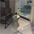 LeisureMod Side Table in Fiberstone Round End Table Loft Series in Moss Gray