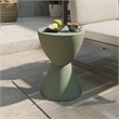 LeisureMod Side Table in Fiberstone Round End Table Loft Series in Moss Gray