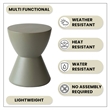 LeisureMod Side Table in Fiberstone Round End Table Loft Series in Moss Gray