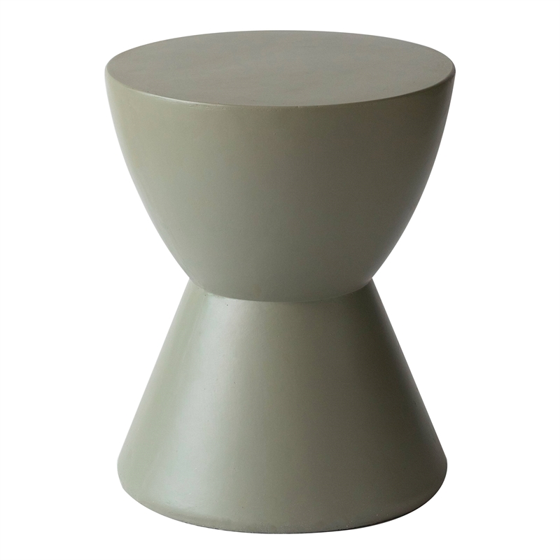 LeisureMod Side Table in Fiberstone Round End Table Loft Series in Moss Gray