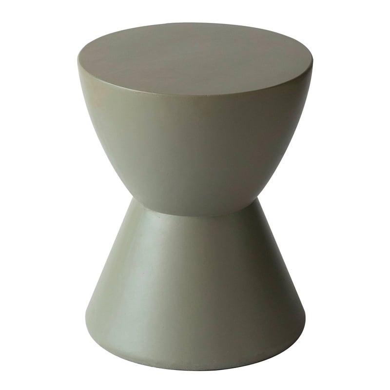 LeisureMod Side Table in Fiberstone Round End Table Loft Series in Moss Gray