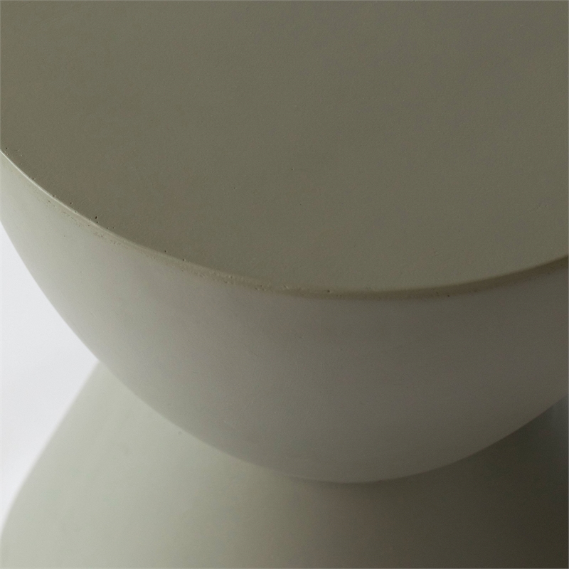 LeisureMod Side Table in Fiberstone Round End Table Loft Series in Moss Gray