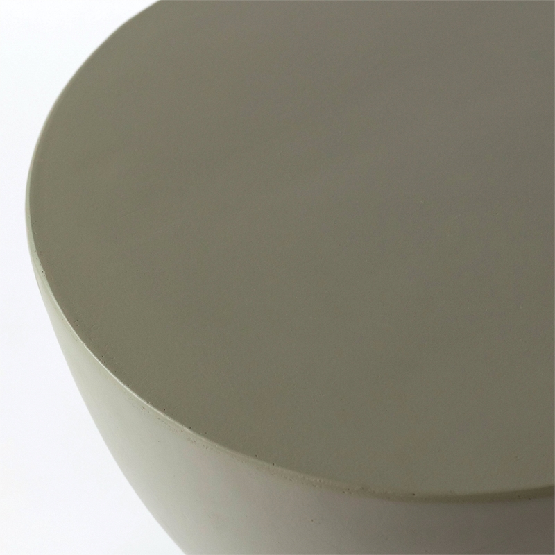 LeisureMod Side Table in Fiberstone Round End Table Loft Series in Moss Gray