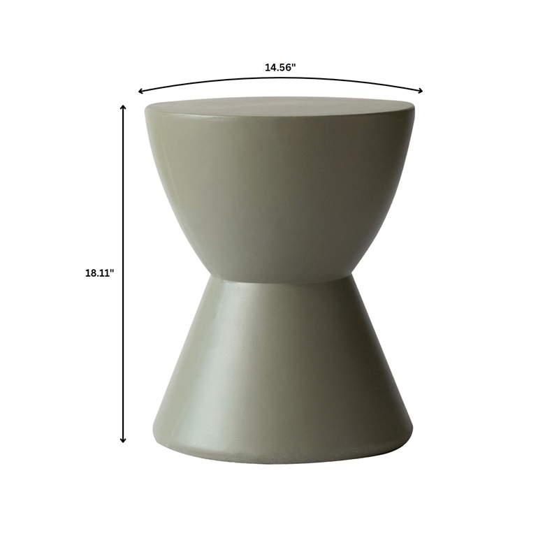 LeisureMod Side Table in Fiberstone Round End Table Loft Series in Moss Gray