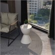 LeisureMod Side Table in Fiberstone Round End Table Loft Series in White