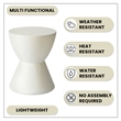 LeisureMod Side Table in Fiberstone Round End Table Loft Series in White