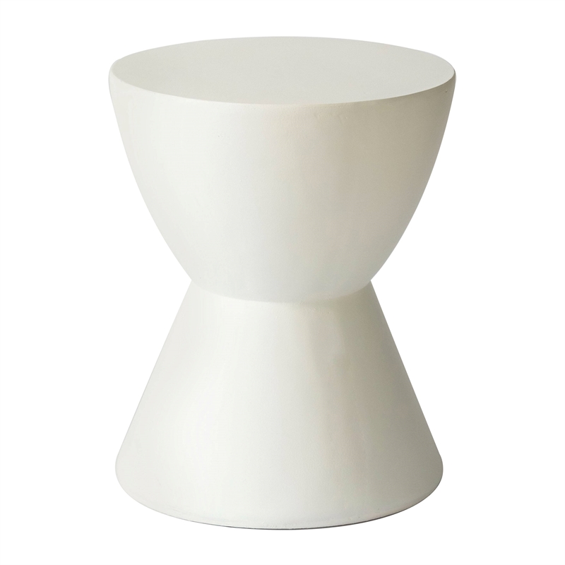 LeisureMod Side Table in Fiberstone Round End Table Loft Series in White