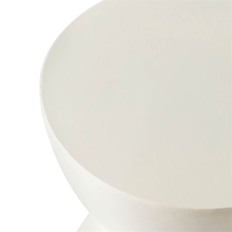 LeisureMod Side Table in Fiberstone Round End Table Loft Series in White