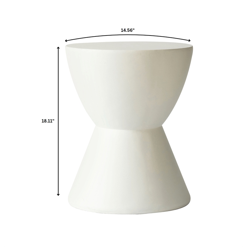 LeisureMod Side Table in Fiberstone Round End Table Loft Series in White