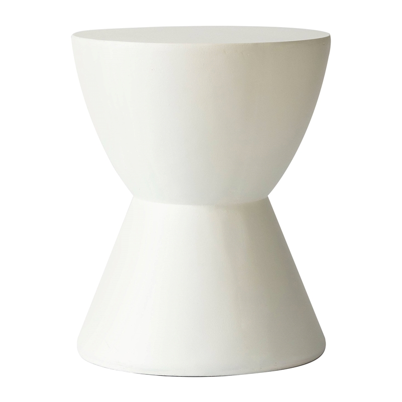 LeisureMod Side Table in Fiberstone Round End Table Loft Series in White