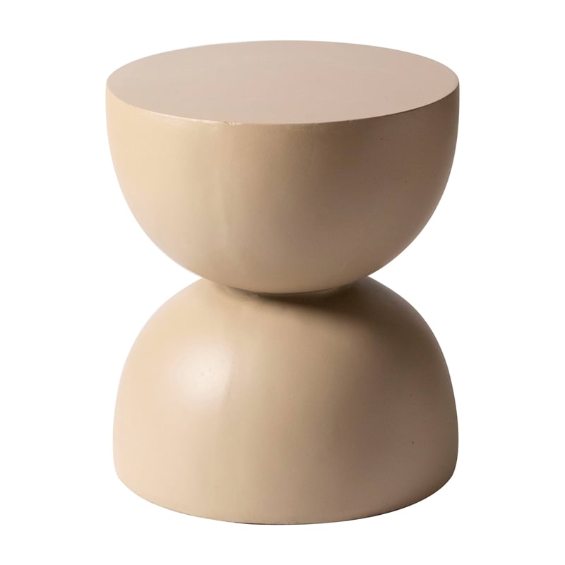 LeisureMod Round Side Table in Fiberstone End Table Sage Series in Beige