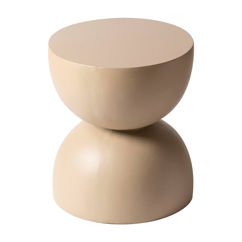 LeisureMod Round Side Table in Fiberstone End Table Sage Series in Beige