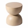 LeisureMod Round Side Table in Fiberstone End Table Sage Series in Beige