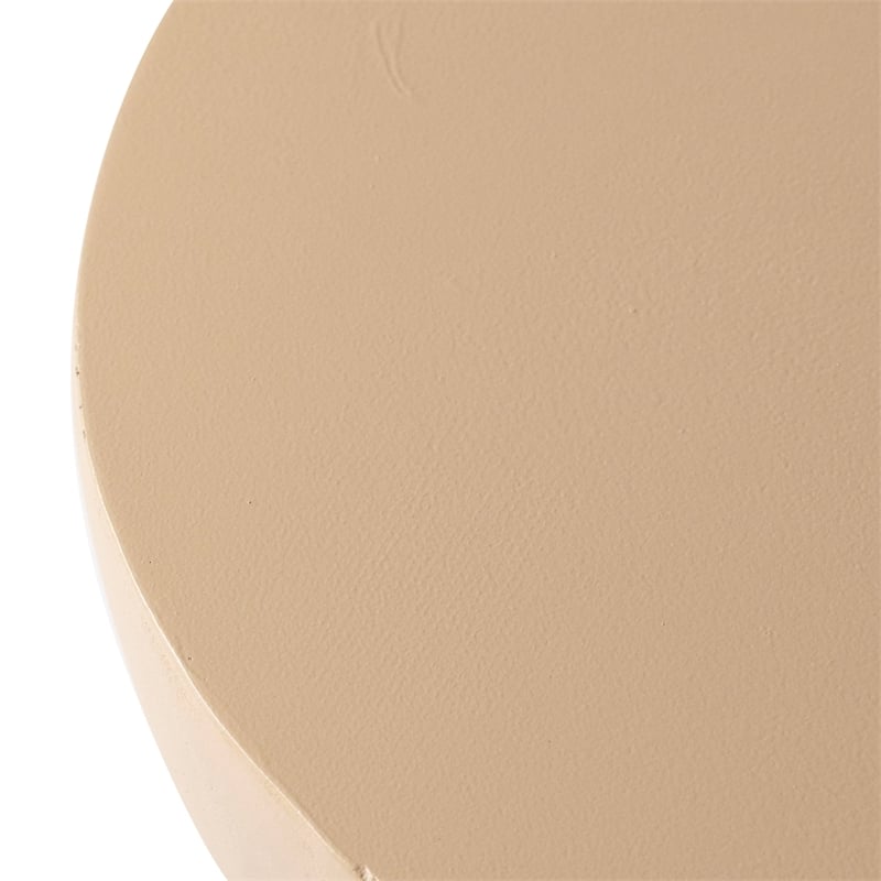 LeisureMod Round Side Table in Fiberstone End Table Sage Series in Beige