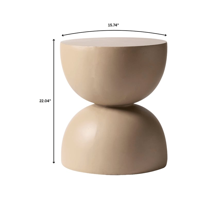 LeisureMod Round Side Table in Fiberstone End Table Sage Series in Beige