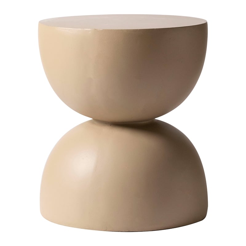 LeisureMod Round Side Table in Fiberstone End Table Sage Series in Beige