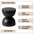 LeisureMod Round Side Table in Fiberstone End Table Sage Series in Black