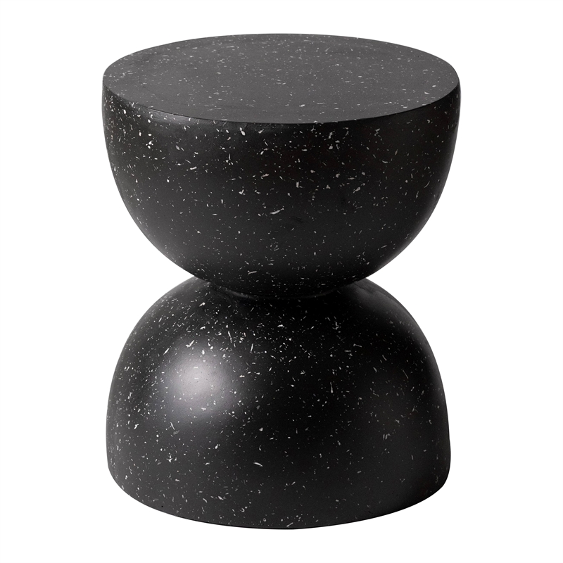 LeisureMod Round Side Table in Fiberstone End Table Sage Series in Black