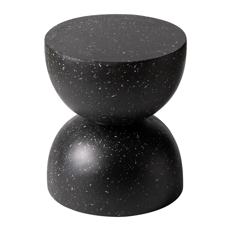 LeisureMod Round Side Table in Fiberstone End Table Sage Series in Black